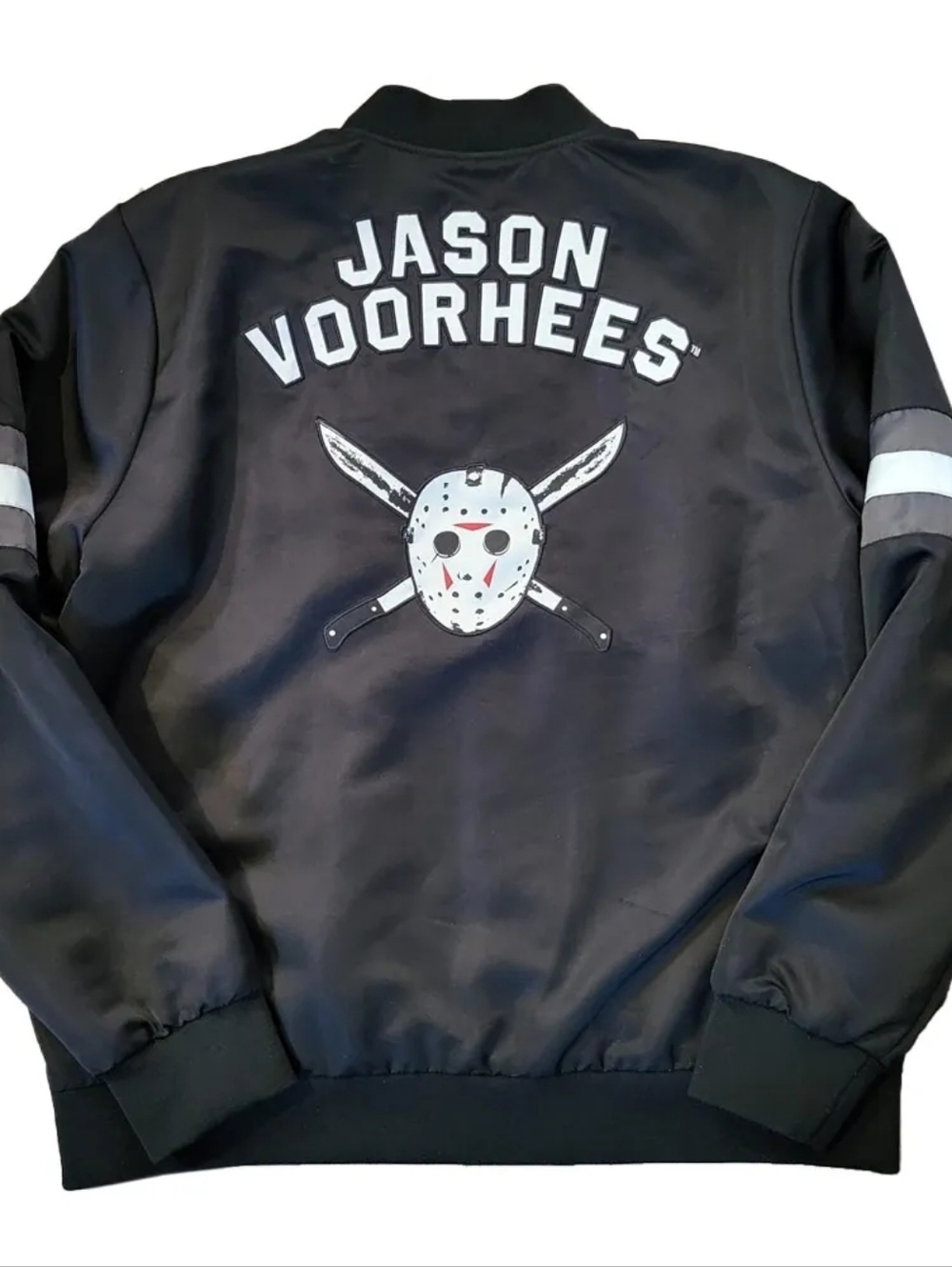 NEW Friday The 13th F13 Jason Voothees Black Bomber Jacket - Oversized XS - Picture 3 of 5